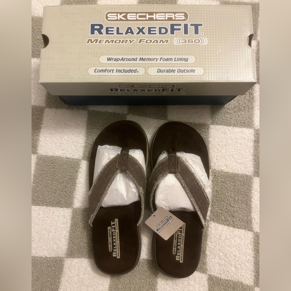 Skechers Men's Supreme Bosnia Relaxed Fit Flip Flops - BNWT